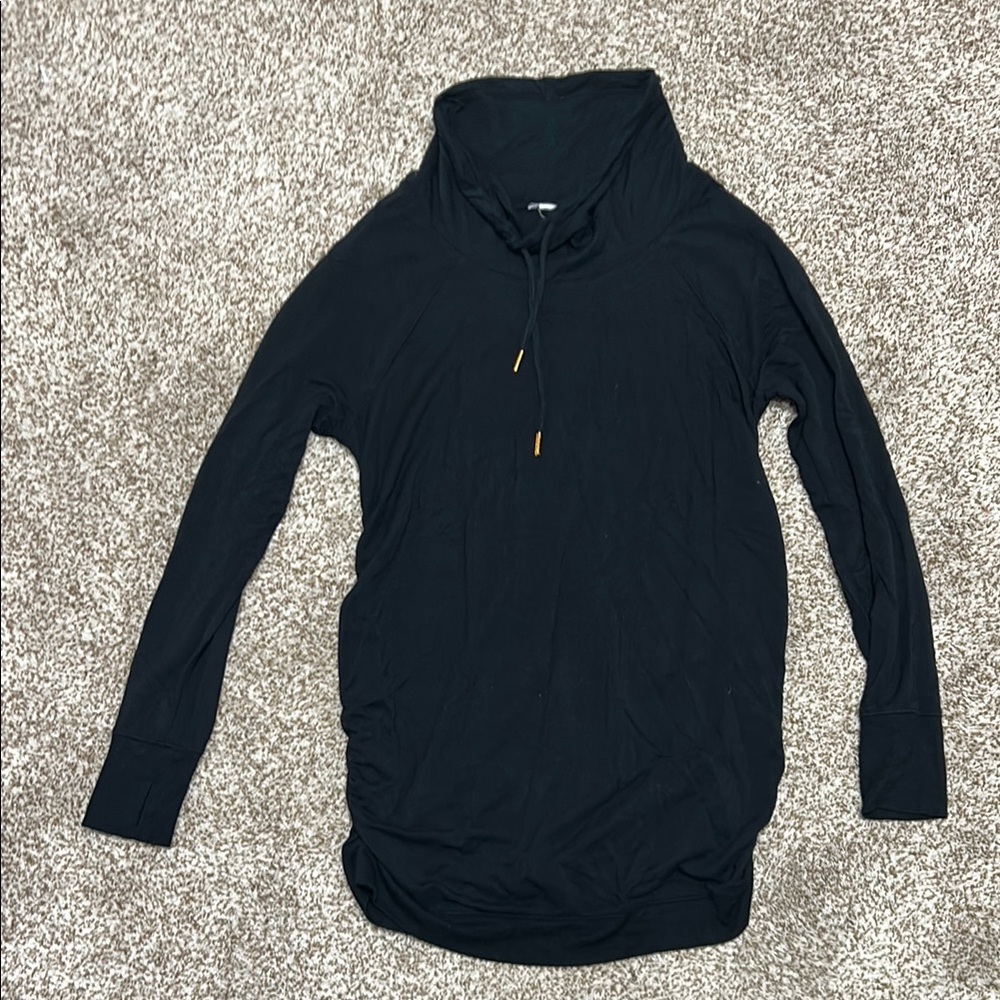Black Long Sleeve Cowl Neck Top